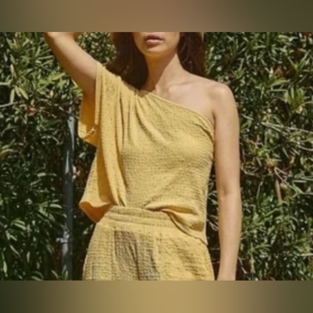 Free People Beach Gia Crinkle One Shoulder Top Size XS NWT